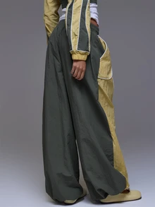 MUSERA Contrast Colour Oversized Trouser Pants Winter Autumn Everyday Casual Going Out Cool Weekdaze - Grey - View 4