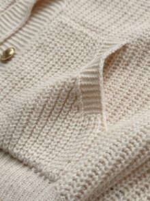 Maweii Plus Size Women's Hooded Button-Up Dual Pocket Casual Cardigan - Apricot - View 7
