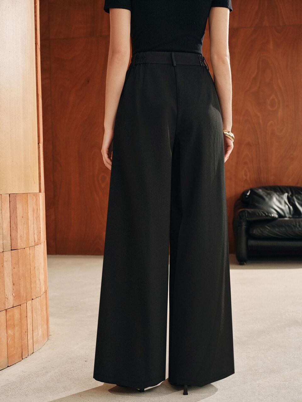 Anewsta Women's Solid Color Casual Versatile Wide Leg Pants For Daily Wear