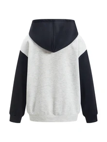 SHEIN 男童休閒舒適百搭拼色連帽衛衣 - 彩色 - 查看 2