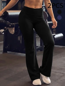 Velisys Velisys 2PCS Women Sports Athletic Low Rise Pants Gym Pilates Navy Blue Black Summer - Multicolor - View 6