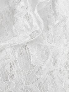 SHEIN MOD Women's 1pc Lace Floral Halter Neck Backless Ruffle Layered Sleeveless White Cute Coquette Top For Women Going Out Party Fall Blouse - White - View 3