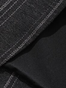 Livesso Jaket Blazer Wanita Lengan Panjang Bergaris dengan Kancing untuk Kantor di Musim Gugur - Hitam - View 6