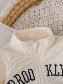 SHEIN 2件組女嬰新生兒秋季套裝 白色休閒圖案款 - 黑與白 - 查看 3