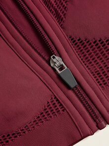 SHEIN Velisys 女款純色抓皺前拉鍊日常健身運動內衣 - 彩色 - 查看 5