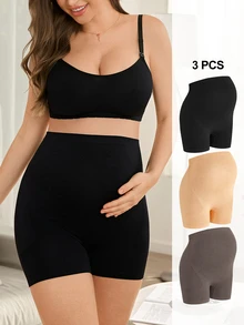 Moonlight&Mama Women's Best-Selling Fashionable Comfortable Minimalist Solid Color High-Value High-Quality Seamless Maternity Panties 3-Pack - Multicolor - View 1
