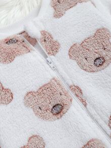Cozy Pixies Newborn Baby Girl Decorative Bow Round Neck Long Sleeve Footed Romper - Multicolor - View 3