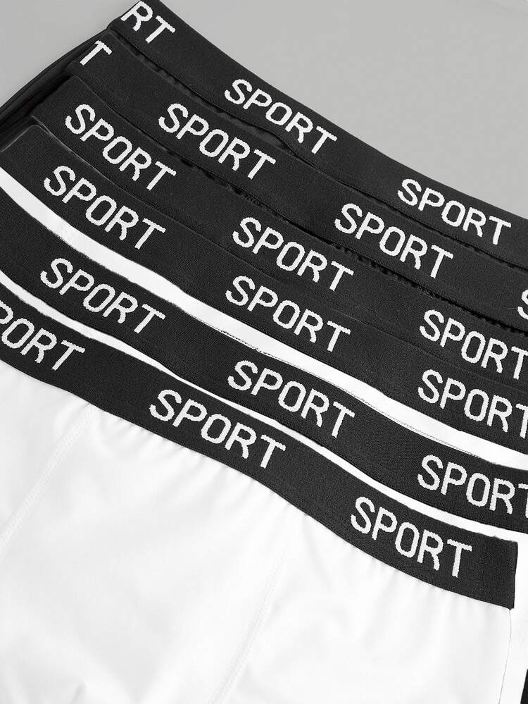 Dozemod Teen Boy Simple Comfortable Letter Elastic Waist Casual Comfortable Boxer Briefs 6pcs/Pack - Black and White - View 4