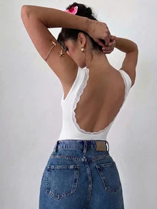 Firerie 女款優雅浪漫時尚通勤性感露背連身衣，適合派對、度假、約會、婚禮與生日 - 白色 - 查看 2
