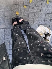 DAZY Women's All-Over Print Casual Versatile Daily Wear Denim Jeans Fall - Black - View 1