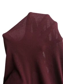 SHEIN BASICS 女款純色修身百搭日常長袖T恤 - 酒紅色 - 查看 11