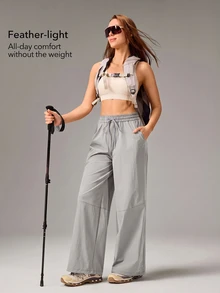 OutZeal Outdoor Water-Resistant Hiking & Climbing Drawstring Waist Long Pants - Grey - View 2