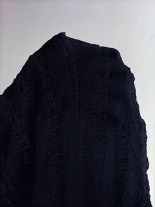 Firerie 大尺碼女款純色不對稱肩長袖上衣與裙子時尚兩件套 - 藏蓝色 - 查看 9
