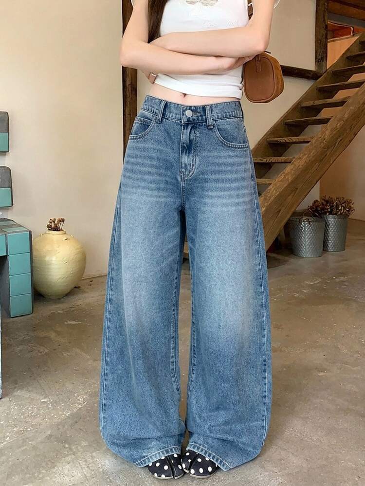 DAZY Teen Girl Casual Washed Wide Leg Jeans - Light Wash - View 7