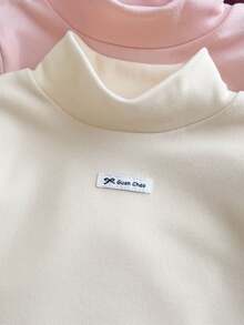 SHEIN LMoss 女嬰 4件組 新生兒可愛純色小高領長袖連身衣，秋冬款 - 彩色 - 查看 4