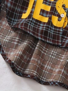 SHEIN 女童時尚休閒寬鬆中長版襯衫，秋季上衣，舒適柔軟面料，適合日常穿著、上學、外出 - 彩色 - 查看 6