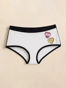 SpongeBob SquarePants | SHEIN 女款卡通印花拼色休閒日常三角內褲 - 白色 - 查看 6