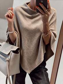 Louniche Women's Asymmetric Hem Cape Jacket, Autumn/Winter - Apricot - View 1