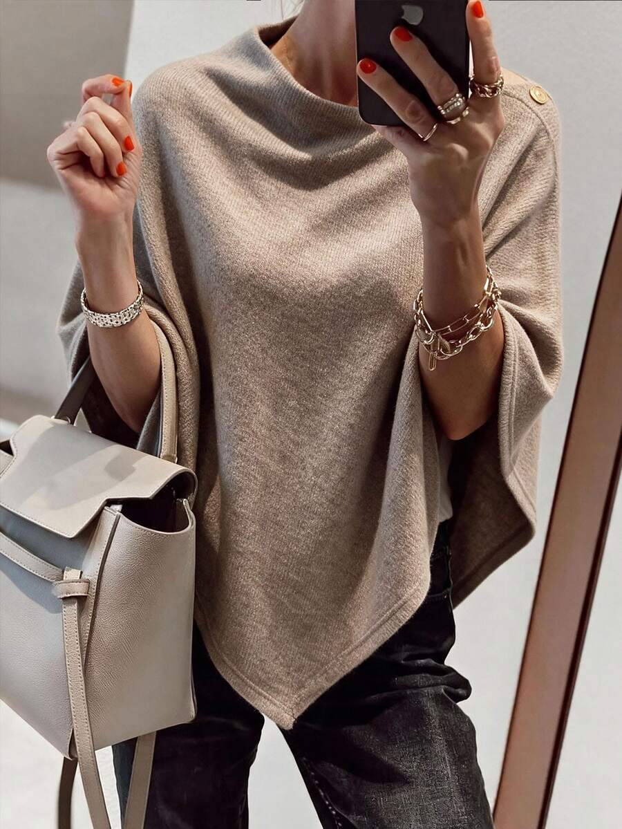 Louniche Women's Asymmetric Hem Cape Jacket, Autumn/Winter - Apricot - View 1