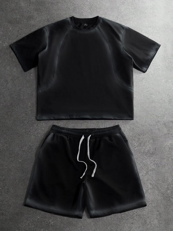 STYNVO Men's Crew Neck Short Sleeve T-Shirt And Drawstring Waist Shorts Casual Daily Outfit