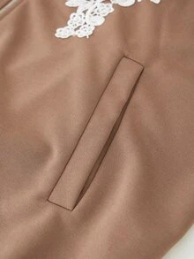 Rusticease Plus Size Women's Applique Decor Zipper Front Hooded Sweatshirt And Sweatpants Casual 2-Piece Set - Brown - View 8