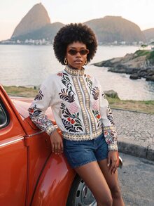 CAJUNI Vacation Tropical Print Light Weight Jacket - Multicolor - View 4