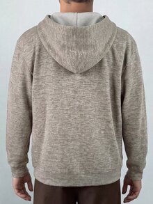 HUEFORM 男士休閒棕色寬鬆連帽衫，混色紗線面料，質感類似針織衫，適合休閒外出與居家放鬆 - 灰色 - 查看 2