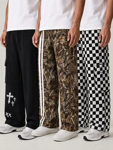 SHEIN Tween Boy Cross Camo Kids Checkerboard Print Casual Loose Pants 3pcs  Pieces Set - Multicolor - View 6