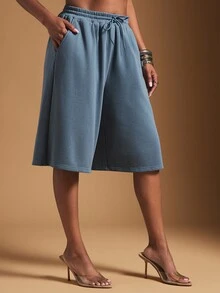 Vixey Celana Pendek Wanita Polos Kasual Serbaguna untuk Sehari-hari - Baby Blue - View 4