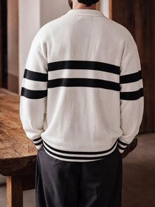 Manfinity Homme 男士拼色休閒百搭日常穿著長袖針織衫 - 彩色 - 查看 2