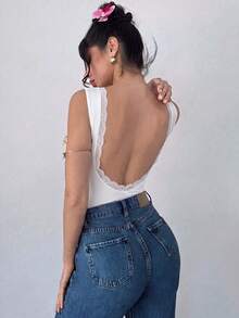 Firerie 女款優雅浪漫時尚通勤性感露背連身衣，適合派對、度假、約會、婚禮與生日 - 白色 - 查看 4