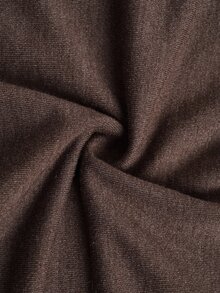 SHEIN BASICS 女款純色圓領長袖短版修身T恤 - 棕色 - 查看 9