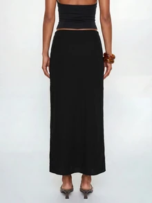 Avantive Women's Solid Color Casual Sexy Elegant Versatile Daily Wear Skirt Going Out Night Black Summer - Black - View 2
