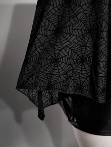 SHEIN ICON 大尺碼雪紡外套與三角杯繫帶背心女款兩件套 - 黑色 - 查看 5
