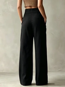 Glimmora Women's Casual Versatile Solid Color Long Pants - Black - View 2