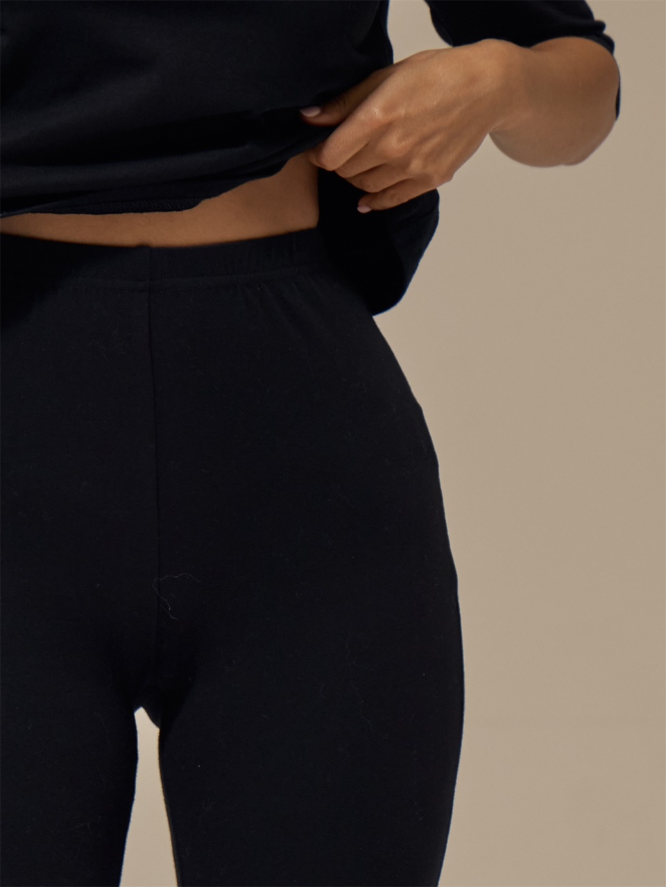 Black Elasticated Waistband Seamless Leggings