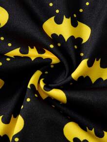 BATMAN X SHEIN Men's Extended Bat Print Boxer Briefs, Anti-Chafing Long Leg Sports Boxer Shorts - Black - View 7