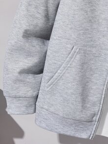 SHEIN 青少年男孩純色拉鍊休閒日常長袖運動衫 - 彩色 - 查看 6