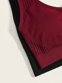 SHEIN Velisys 女款純色抓皺前拉鍊日常健身運動內衣 - 彩色 - 查看 3