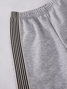 SHEIN Boys 2pcs Sweatshirt Set, Autumn/Winter New Long Sleeve Hooded Sweatshirt And Pants Set, White Printed Zip-Up, Outfit For Daily Wear, School, Sports - Light Grey - View 6
