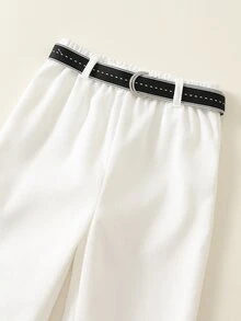 SHEIN 男嬰 3 件組秋冬休閒時尚學院風 POLO 衫套裝，含披肩與腰帶，嬰兒冬季服飾，聖誕、生日穿著，洗禮禮服 - 紅色 - 查看 6