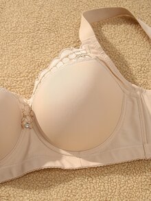 Snug Zone Plus Size Simple Underwire Lace Patchwork Non-Slip Wide Strap Bra 3 Pieces Set - Multicolor - View 4