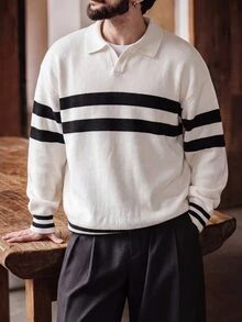 Manfinity Homme 男士拼色休閒百搭日常穿著長袖針織衫 - 彩色 - 查看 1