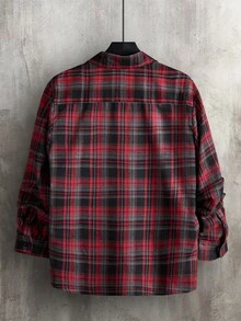 Manfinity Homme Men's Casual Plaid Long Sleeve Shirt, Autumn - Multicolor - View 2