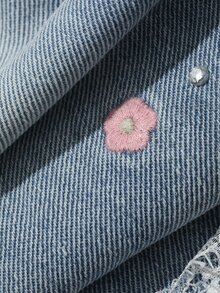 Dazy Kids Young Girls' Lace Patchwork Flared Washed Light Blue Denim Jeans Fall - Light Wash - View 3