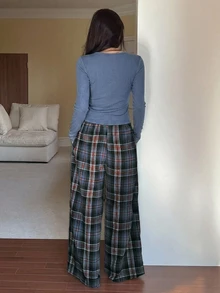 DAZY 春季寬鬆休閒舒適女款居家服套裝 2 件組 - 藍色 - 查看 2