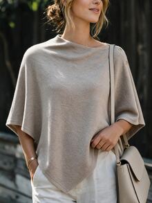 Louniche Women's Asymmetric Hem Cape Jacket, Autumn/Winter - Apricot - View 6