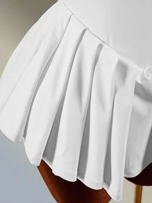 Amplova Women's Solid Color Pleated Casual Daily Travel Sports Dress - White - View 6