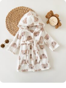 Cozy Pixies 女童少女心形圖案保暖內裡厚絨連帽長袖抽繩居家服 秋季睡衣 粉色可愛草莓 - 彩色 - 查看 3