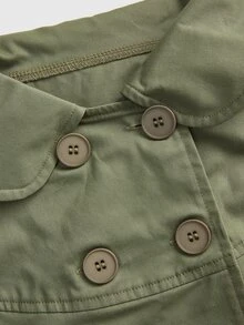 ROMWE Kawaii 女款夏季畢業穿搭復古學院風彼得潘領可愛休閒襯衫 - 軍綠色 - 查看 3
